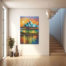 Sydney Opera House With Sunset And Reflection. Large Wooden Framed Wall Painting Artist Home Decoration Oil Painting - Bedroom, Bathroom, Living Room, Office, Kitchen, Christmas Gifts - 1 Piece - 彩色 - 查看 4