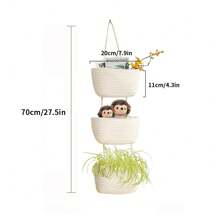 Giỏ đựng đồ ba lớp, giỏ treo trên cửa, túi đựng đồ dệt 3 tầng có móc treo tường trang trí cho phòng trẻ em, nhà bếp - Trắng - Nhiều màu - Xem 4