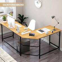 Escritorio Gamer en L para Computadora PC Industrial Minimalista Mesa Mueble Escritorio Esquinero para Home Oficina Diseño Moderno Perfecto para Trabajo y Estudio 120 * 48 * 70CM(Negro) - Negro - Ver 7