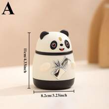 Panda Toothpick Dispenser Large Capacity Portable Bamboo Toothpick Organizer With Dustproof Scarf Cartoon Panda Toothpick Box With Automatic Pressing Toothpick Holder Cute Cartoon Toothpick Holder For Toothpick Storage And Organizer - White - View 15