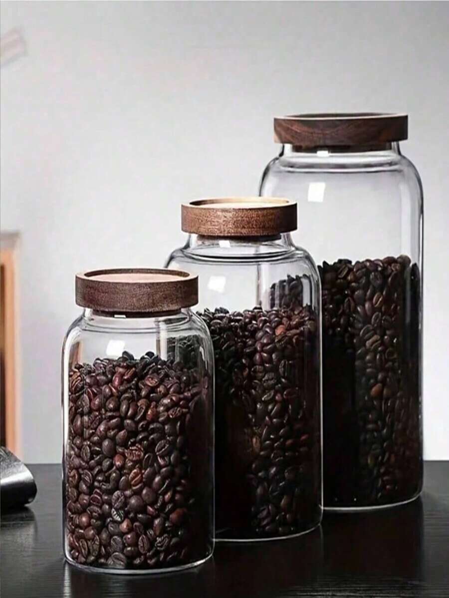 1PC Sealed Glass Coffee Bean Storage Container With Sealing And UV Protection - Suitable For Large Capacity Coffee Cans In Kitchens, Pantries, And Coffee Shops Back To School