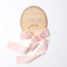 Customized Wooden Lace, Ribbon Bow, Interchangeable Milestone Cards | Personalize With Name, Baby Monthly Milestones, Nursery, Baby Shower Gifts,Graphic Print