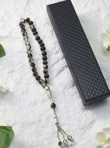 1 件 33 颗珠子 10 毫米手工穆斯林祈祷珠 Tasbih，时尚简约黑色礼品盒（多种颜色） - 彩色 - 查看 8