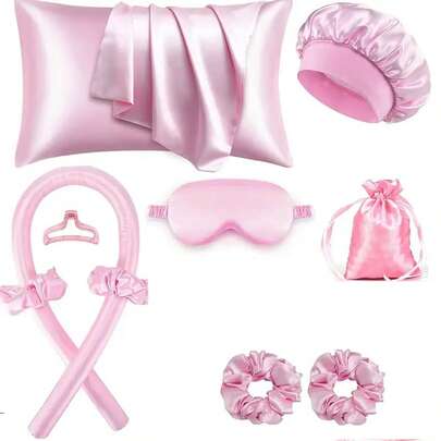 10件套美发造型工具套装，包含1个卷发器、1个丝绸枕套、Hair And Skin Queen系列、免加热丝绸卷发套装、隔夜卷发器、1个柔软睡眠眼罩、卷发棒、免加热卷发、卷发器、理发店美容美发产品及配件、返校季必备、卷发器、卷发梳、卷发棒、卷发产品、卷发器、卷发产品、卷发器、卷发棒、卷发工具、卷发棒、圣诞节、理发店、卷发棒、卷发器、美发、免加热波浪、发型、美发、卷发、卷发棒、卷发器、免加热卷发、免加热卷发、卷发器、卷发棒、卷发、卷发工具、卷发棒、卷发棒、卷发扩散器、头发、旅行、美发产品、美发工具、头发理发用品、理发师、理发配件、理发店、美发设备