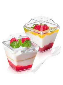 20/30 件，梯形甜点杯，慕斯杯，布丁杯，果冻冰淇淋，甜点冰淇淋杯，适用于节日派对用品，节日派对礼物 - 無色 - 查看 7