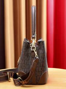 Three Pieces Set - High-End Fashion Mother And Daughter Bags - Multi-Functional Handbag, Shoulder Bag, Reading Glasses - Coffee - View 4