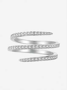 1 pieza Anillo triple de cruz exquisito totalmente de strass, adecuado para el uso diario de las mujeres, también se puede usar como accesorio para fiestas o regalo. - Cruzar tres círculos - Ver 4