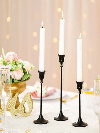 3 件/套铁制锥形烛台，装饰烛台 - 适用于婚礼、餐厅、派对的烛台 - 古董黄铜，壁炉装饰烛台桌装饰柱状烛台，适用于婚礼、家居装饰、节日派对装饰、节日装饰家居