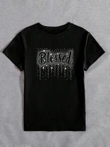 DROGA MOLLY Blessing Koszulka z nadrukiem, luźnym krojem i okrągłym dekoltem, idealna na każdą porę roku jako prezent świąteczny - Czarne - Zobacz 4