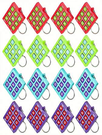 4pcs/8pcs/16pcs Creative Tic Tac Toe Game Keychains, Portable Outdoor Game Board (Style And Color Random)