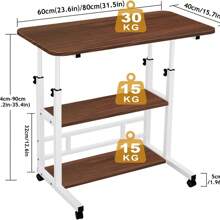 Mesa elevable para laptop 3 niveles, altura ajustable 90 cm, mesa lateral multifuncional para jardín y oficina - Café integral - Ver 3