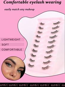 10 对天然睫毛延长，透明茎交叉鱼尾设计，优雅黑色 14 毫米