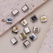 1PC Stainless Steel Italian Module Bracelet Components, With Retro Style Accessories, DIY Making Jewelry For Bracelet Necklaces, Can Be Freely Matched With Different Styles