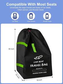 Child Car Seat Travel Carry Case, Protective Cover Bag, Stroller Organizer Pouch, Accessories - Black - View 9