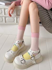 4双装秋冬季女士长筒袜中筒高腰加厚街头复古丝袜