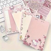 Sanrio (Losowy wzór) 1 zestaw/4 szt. Sanrio Memo Notebook Naklejki z imieniem Naklejki projektowe Urocze kreskówkowe notatki KT Nowy notatnik KT Cat Urocze naklejki Bardzo atrakcyjne Grube, rozrywalne notatki
