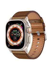 1 条复古棕色软皮 Apple Watch 表带，适用于 Apple Watch Ultra、3、2、1 系列、SE、S10 - S1、38 毫米、40 毫米、41 毫米、42 毫米、44 毫米、45 毫米、46 毫米、49 毫米，时尚复古风格男士配饰 - 彩色 - 查看 1