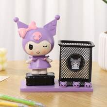 Sanrio Black Pen Holder - Cute Cartoon Desktop Storage Box, Black And Purple Design, Lightweight Metal Base, Suitable For Home Decor, Office Supplies And Pen Storage, Office Accessories, Lightweight Stand, Office Supplies And Accessories