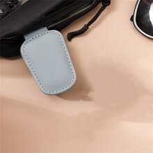 1pc PU Sun Visor Clip-On, Universal For All Vehicles, Multi-Function Car Storage, Sunglasses Holder, Eyeglasses Hook, Card/Document Clip, Black & Gray - Multicolor - View 10