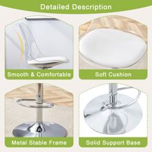 MUUOKY Modern Minimalist Acrylic Bar Stools With Mid Back, Set Of 2, Can Rotate 360 ° And Adjust Lifting, PET Backrest And White PU Seats, Transparent Adjustable Swivel Airlift Barstools, Counter Height Bar Chairs For Kitchen Dining Pub Cafe, And Front Desk Cashiers - Bạc - Xem 7