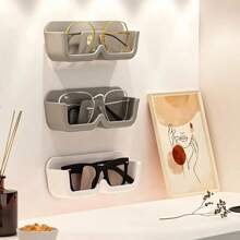 1 pieza Estante montado en la pared para almacenamiento de gafas, soporte de almacenamiento de gafas sin perforación, expositor de gafas de sol, organizador de gafas que ahorra espacio