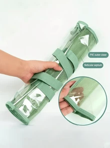 1 件透明防水 PVC 手提袋，带可扩展网眼储物袋 - 便携式办公用品、学校文件等 - 粉色、绿色、蓝色、黄色可选，文件储物袋 | 时尚储物袋 | PVC 储物袋，返校，学校用品 - 彩色 - 查看 4