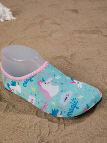 1 Pair Girls' Cartoon Print Comfortable Casual Lightweight Breathable Summer Beach Water Shoes - Green - View 5