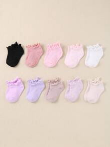 Newborn Baby Girls' Ruffled Ankle Socks - 10 - Pair Set For Everyday Cuteness And Coziness - Multicolor - View 3