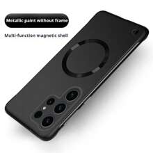 Funda de teléfono compatible con Samsung Galaxy S25 Ultra, S25 Plus, S25, S24 Ultra, de alta gama, ultrafina, con marco medio, parte posterior mate microporosa, antihuella dactilar, con patrón de lentejuelas CD, funda magnética para teléfono móvil compatible con iPhone 17 Pro Max, 17 Air, 16, 15, 14, 13, 12, 11 Pro Max Plus - Negro - Ver 4