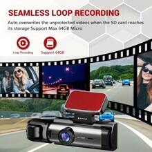3.16-Inch Dual-Channel A9 Dash Cam - Front & Interior Car Camera With 64GB Memory Card, USB Powered, LED Display, Wide-Angle Lens For Clear Viewing, Easy Installation, Travel Camera | Compact Camera | Adjustable Mount, Dash Camera For Cars - Med 32GB kort - Visa 5