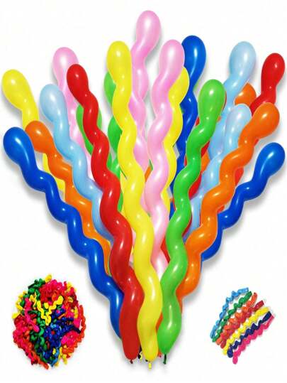 100/200 piezas, globos espirales surtidos con mayor grosor, globos largos de colores para decoraciones de fiestas de cumpleaños, bodas, aniversarios y graduaciones