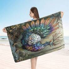 1 Piece Extra Large Beach Towel - Quick Drying, Soft, Lightweight, Sand-Free, Microfiber Material, Cute Bird Design, Ideal Gift For Women And Adults, Suitable For Pool, Travel And Swimming Summer, Holiday