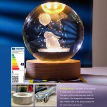 1pc Beautiful Crystal Ball Night Light, 3D Crystal Ball Night Light Warm Light Switch LED Space Decoration, Crystal Ball Sphere Decorative Light With LED Base, Galaxy Cluster'saturn Moon'solar System Milky Way, Rabbit Watching The Moon, Jellyfish, Starry Sky Walk, Four-Leaf Clover Or Unicorn Crystal Ball Desktop Lighting, Home, Bedroom Decorative Light, Bedroom Ornaments, Creative Valentine's Day, Gift, Gift For Boys And Girls