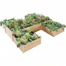 H-Shaped 12x12x2 FT Wooden Raised Garden Bed, Double-Layer Planter Box With 180 Cu.Ft Capacity, Perfect For Patio And Backyard Gardening - Wood - View 8
