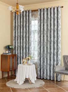 1 件全新花卉鸟图案 100% 遮光双层复合窗帘，家庭隔热，适用于客厅、卧室、办公室、派对和日常装饰 - 彩色 - 查看 9