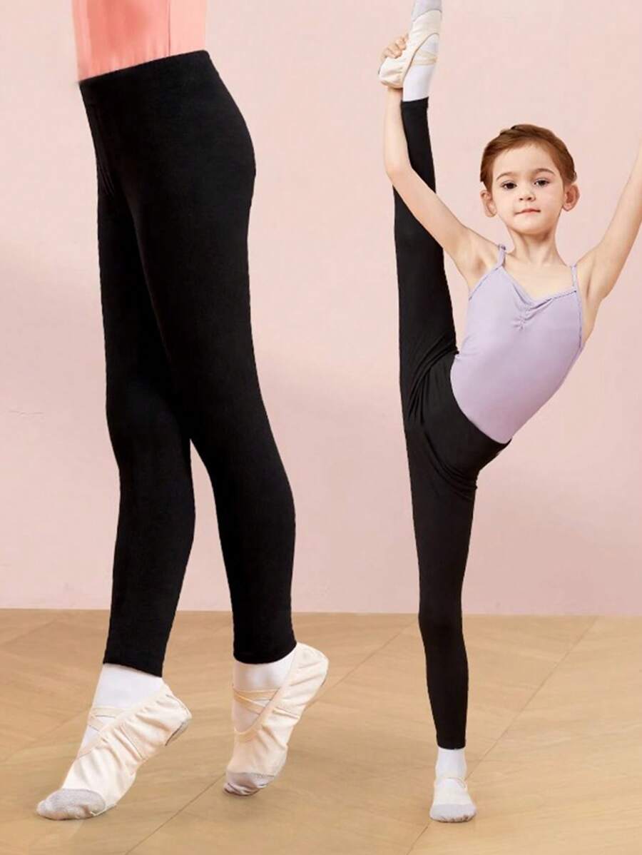 1 Piece/2 Pieces Girls Black Dance Cropped Leggings, Lightweight, Breathable, Stretchy, , Pair With Skirts For Dance Outfits, Children Tights - Multicolor - View 1