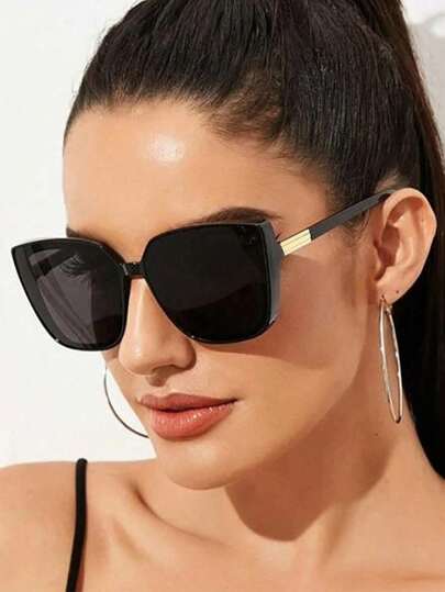 Retro Oversized Women's Fashion Glasses With High-End Feel, Square Frame Design For Large Faces To Slim Down, Suitable For Outdoor Activities Like Hiking, Beach For Summer Beach Vacation,Outdoor,Travel
