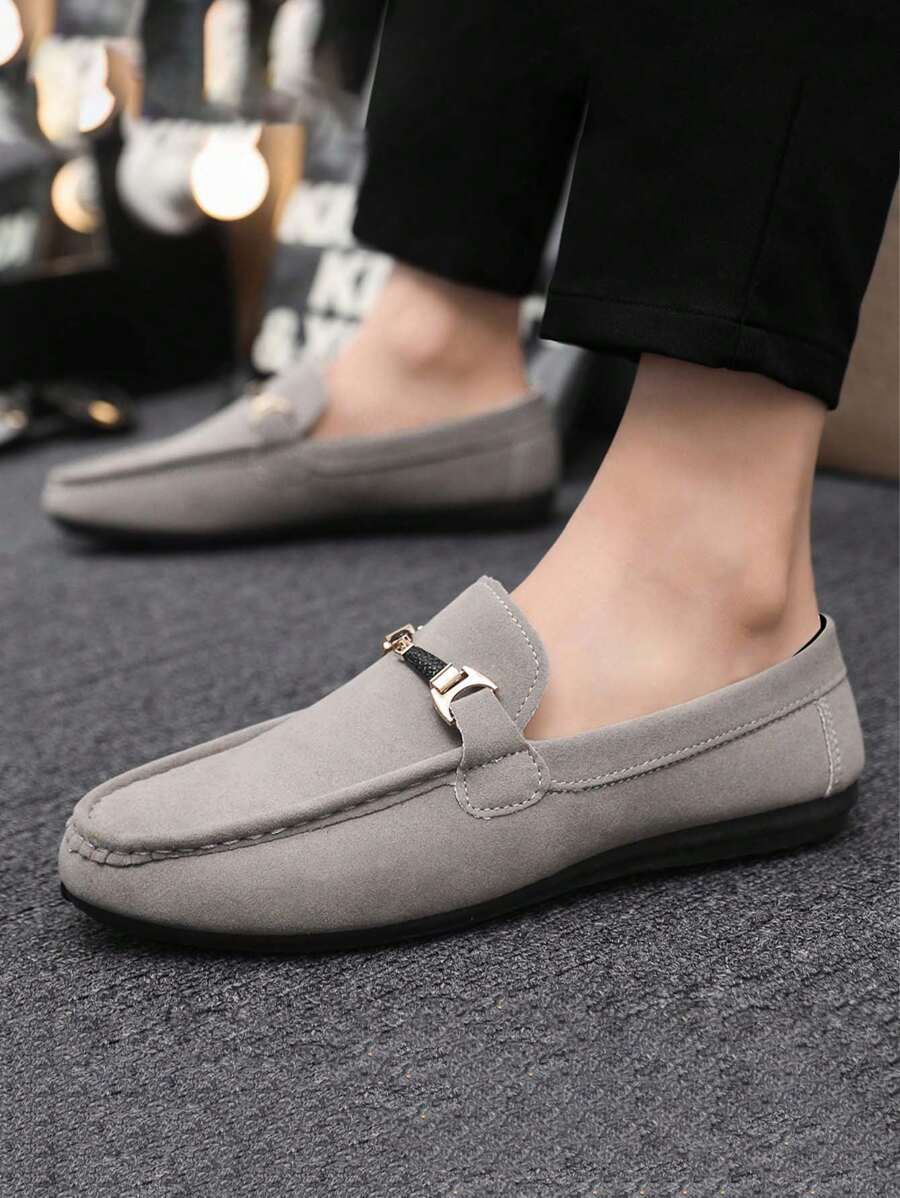 Mocasines casuales de slip-on para hombre, zapatos formales cómodos y de moda clásica, livianos - Gris - Ver 1