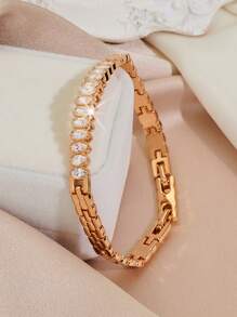 1 件时尚奢华优雅闪亮椭圆形锆石手链，表带设计，适合男士婚礼、订婚时的惊喜礼物 - SZ313 - 查看 7