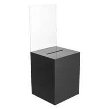 CNCEST Tall Acrylic Donation Container, 8.5" X 8.5" X 11" Extra Large Suggestion Box With Key & Lock Ballot Box Sign Holder Storage For Voting, Raffle, Tip Jar (Black/Transparent)