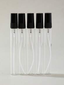 5/56 Stücke nachfüllbare transparente Glasparfümflaschen, mit feinem Zerstäuber in Schwarz, 0.07oz/0.1oz/0.17oz/0.34oz, Kunststoff Zerstäuber, Mini Reise-Utensilien, feuchtigkeitsspendend