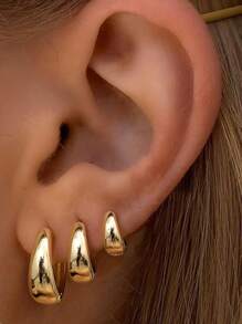 Gold Hoop Earrings Set For Women Chunky Gold Silver Earring 14K Gold Filled Hypoallergenic Small Huggie Hoops Lightweight Tiny Thick Hoop Earrings Stacks For Multiple Piercing 3Pairs - Hoop - View 9