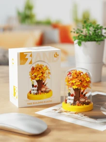 Un set de 1129 piezas de bloques de construcción con micropartículas de una casa del árbol de las cuatro estaciones, juego de construcción para adultos (+14 años), para construir una mágica y dulce casa del árbol, ideal para decoración de la sala de estar, regalos de cumpleaños, regalos para amigos, familia y parejas, un regalo creativo para el Día de San Valentín