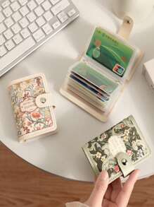 1pc Women Cute Leather Card Holder, Suitable For ID Card, Name Card, Bank Card, Credit Card For Women, Teenagers, Girls, Floral Print, Modern Design
