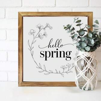 1 Country-Style Spring Hello Sign, 8x 8 Inch Classic Wall Art, Suitable For Farmhouse Decoration Of Home, Bedroom, Living Room, Kitchen, Bathroom, Wall Hanging Multifunctional Decoration, No Electricity