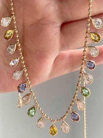 Shescity 1 Pc Light Luxury And High-End Zirconia Necklace, Fashionable And Versatile Clavicle Chain Suitable For Festivals,Parties,Best Friends Gifts Or Women's Daily Banquet Wear