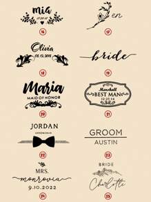 1件装新郎新娘个性化婚礼衣架，木质新娘衣架，定制款“先生和太太”衣架，带蝴蝶结，适用于燕尾服、新娘派对、婚礼礼物，白色、黑色、金色、紫色、绿色、蓝色、粉色、宝蓝色蝴蝶结 - 蝴蝶結2 - 查看 6