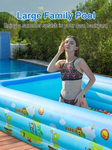 1pc Thickened Inflatable Ocean Ball Outdoor Home Swimming Pool, Suitable For Yard, Outdoor, Beach Party, Beach Essentials, Beach Accessories, Pool Float - Blue - View 2