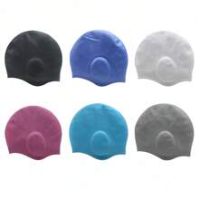 Silicone Swimming Cap, Ear Protective, Unisex Adult Fashionable Large Size Swim Cap, Beach Essentials, Beach Accessories, Pool Float - Multicolor - View 8