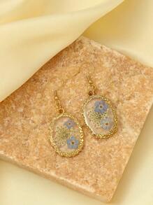 2 款精致时尚的不锈钢透明永生花耳环，干花滴管吊坠适合日常使用，节日约会礼物配件 - 彩色 - 查看 11